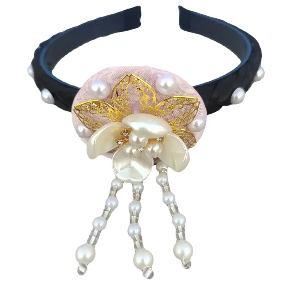 Ретро цветок корейская повязка на голову с жемчугом и бисером ханбок для волос