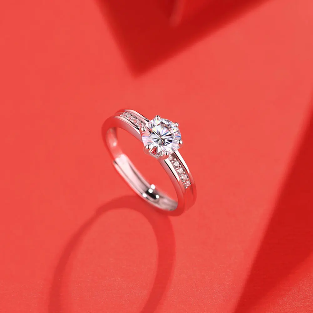 Aide Real 1 Carat Moissanite Wedding Ring for Women Sterling Silver Round Brilliant Diamond Solitaire Engagement Rings Gift 2022