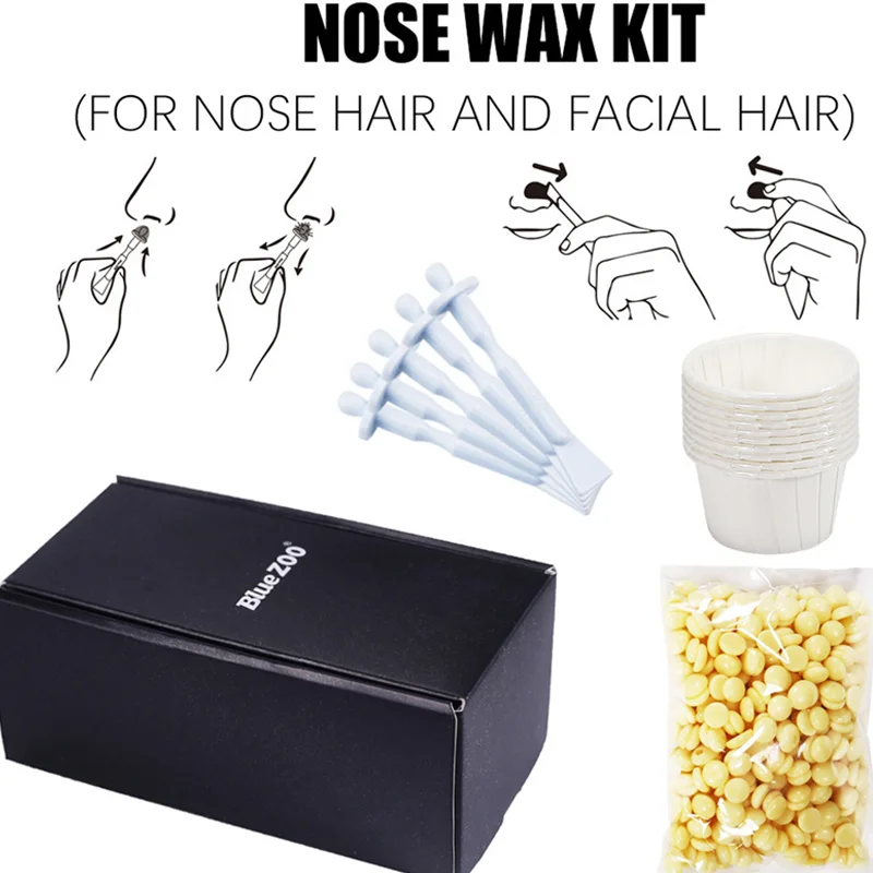 

1Set Nose Facial Significant Hair Removal Trimmer Cleaning Beauty Nose Hair Removal Wax Beans Set Depilatory Waxing Pellet Kit