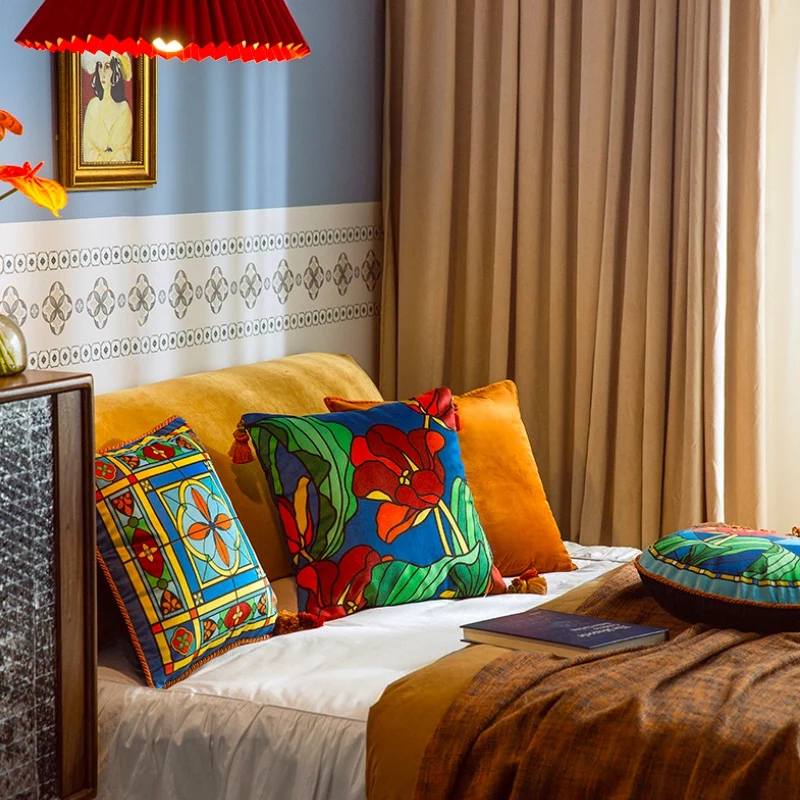 DUNXDECO Итальянская роза окно тюльпан цветочный чехол для подушки квадратная