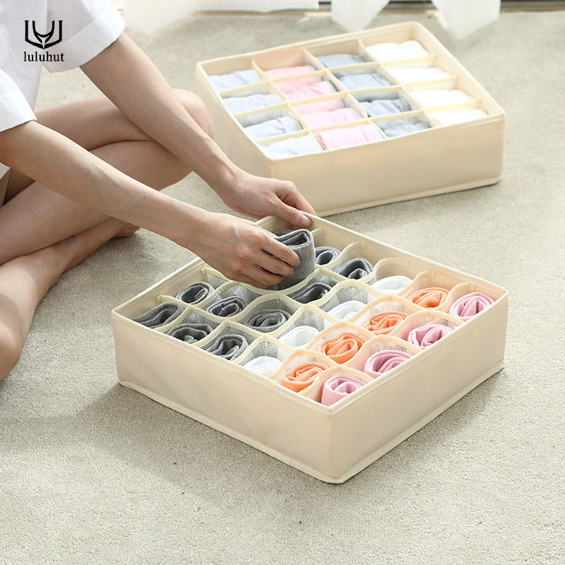 

luluhut washable underwear stoawer organizer Multi-function home storage organizerrage box foldable 7 16 24 grids bras socks dr