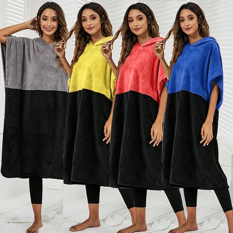 Дизайнерское Фланелевое пончо для серфинга Сменное полотенце Халат с капюшоном