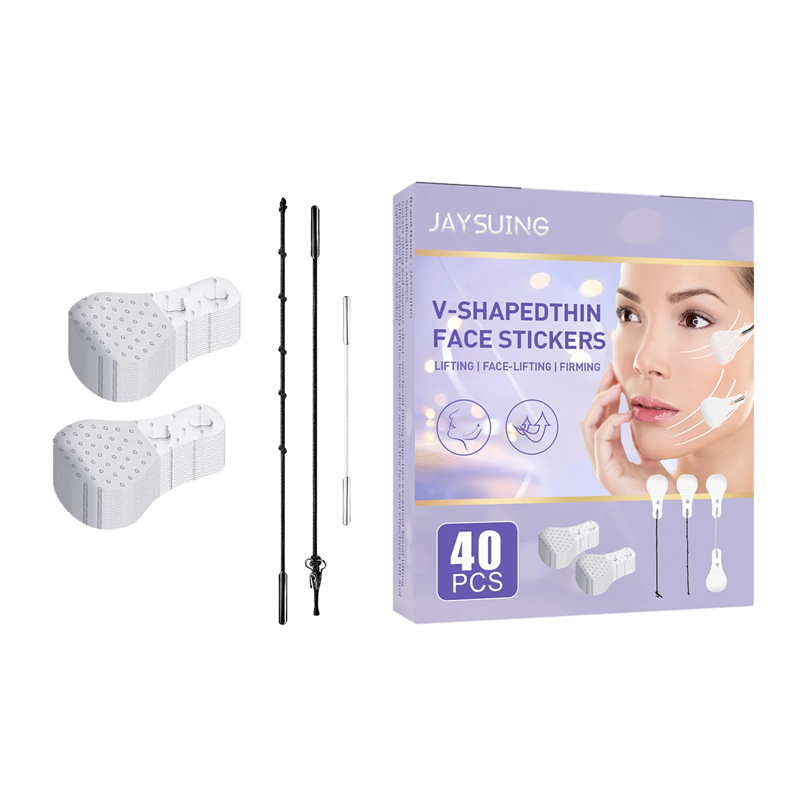 

40Pcs Face Lift Tape Face Lifting Sticker Invisible Instant Face Lifting Sticker Waterproof Elasticity Wrinkles Lift Patches