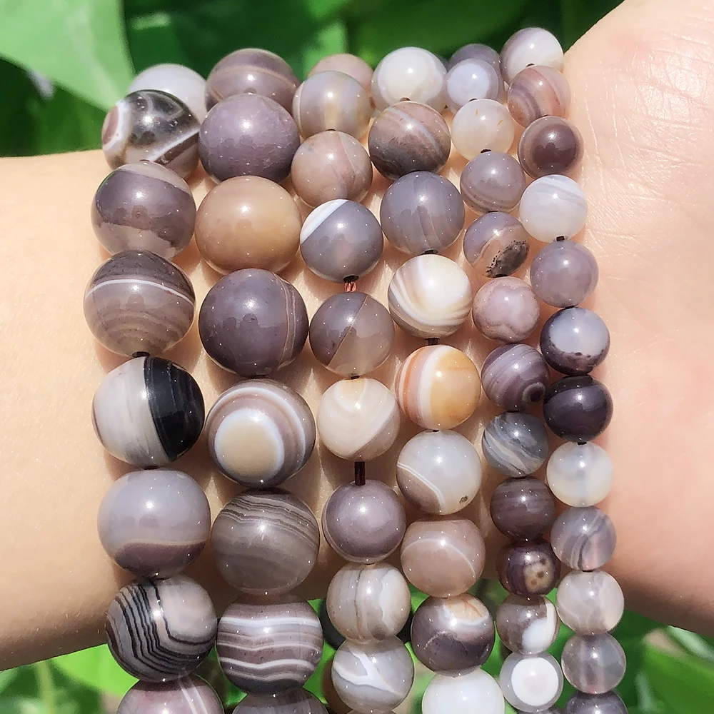 

Natural Gem Stone Grey Brown Persian Agates Round Loose Spacer Beads for Needlework Jewelry Making DIY Bracelet Accessories 15''