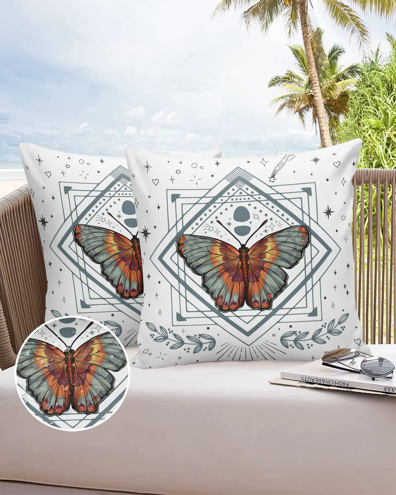 

Butterfly Star Diamond Leaf Waterproof Pillowcase Home Sofa Office Throw Pillow Case Car Cushion Cover Home Decor