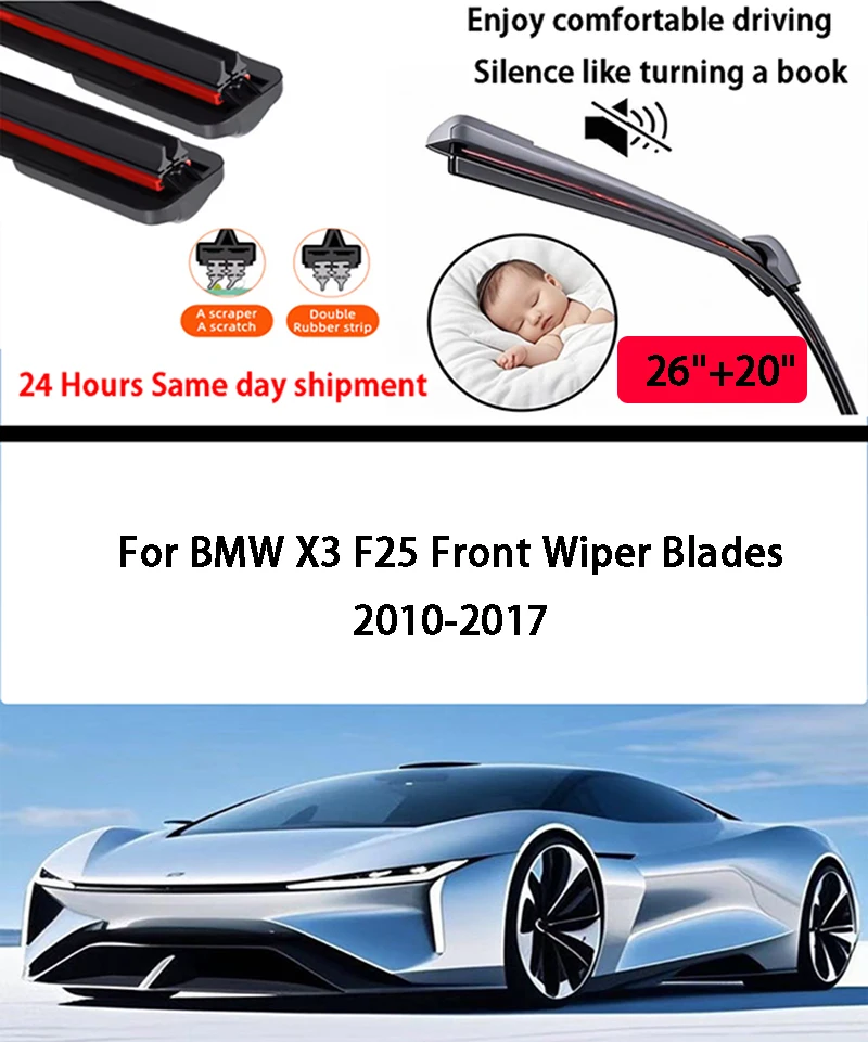 

Для BMW X3 F25 двойные резиновые передние щетки стеклоочистителя 2010-2017 2012 2013 2014 2015 2016 ветровое стекло аксессуары для лобового стекла 26 "20"