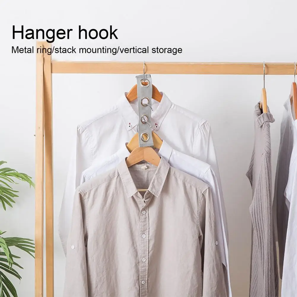 

2 Pcs Clothes Hanger Connectors Multiple Holes Metal Ring Punch-free Foldable Space Saving Heavy Duty Coat Shirt Strap Organizer