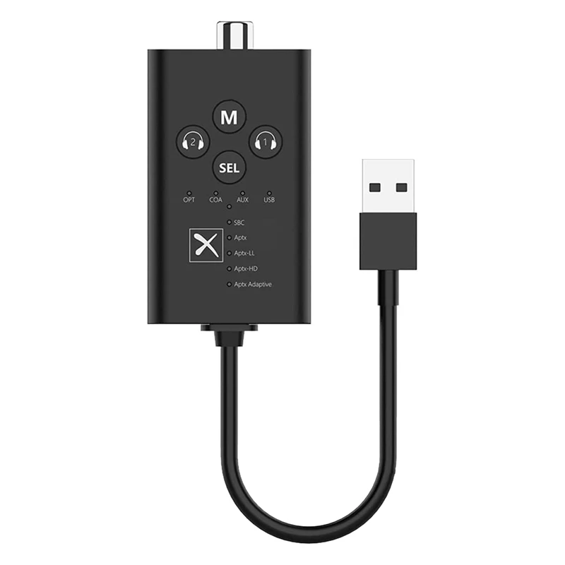 

Qualcomm QCC3040 APTX HD Transmitter Dual Connection Low Latency Audio Adapter Black For TV PC