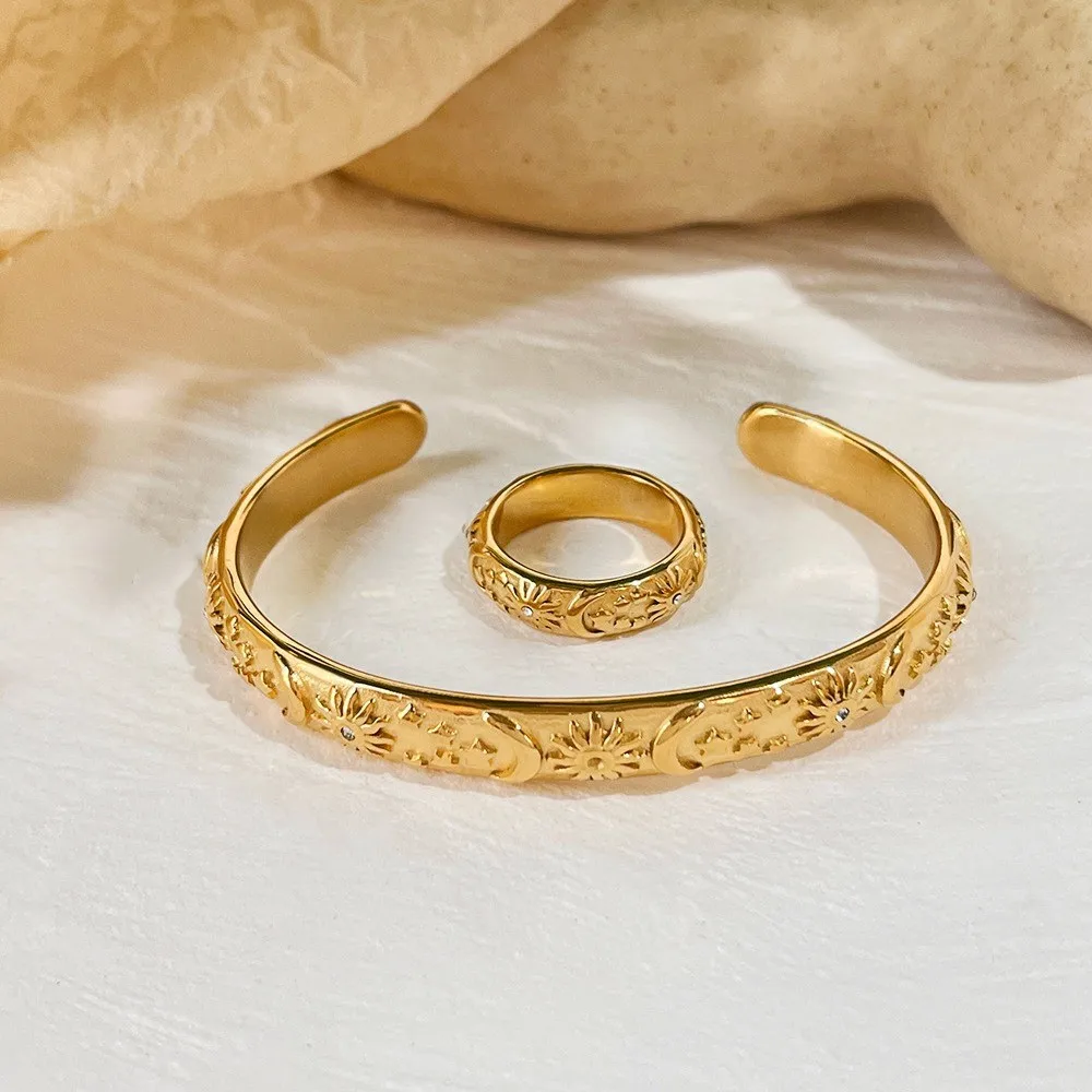 Открытый браслет-кольцо из нержавеющей стали позолоченные браслеты 18 карат