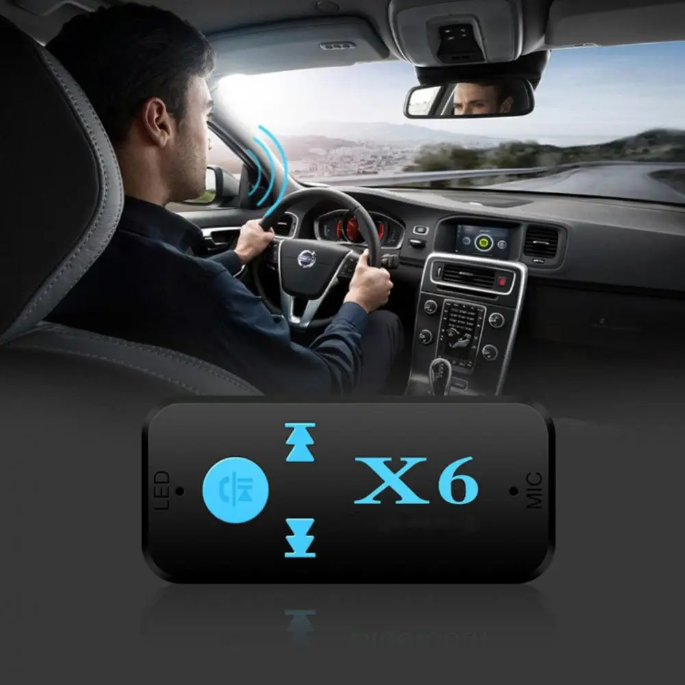 

X6 Draadloze Bluetooth4.1 Audio Music Receiver Stereo Car Kit Adapter 3.5Mm Aux Handsfree Carkit Ondersteuning Tf-kaart A2DP Mp3