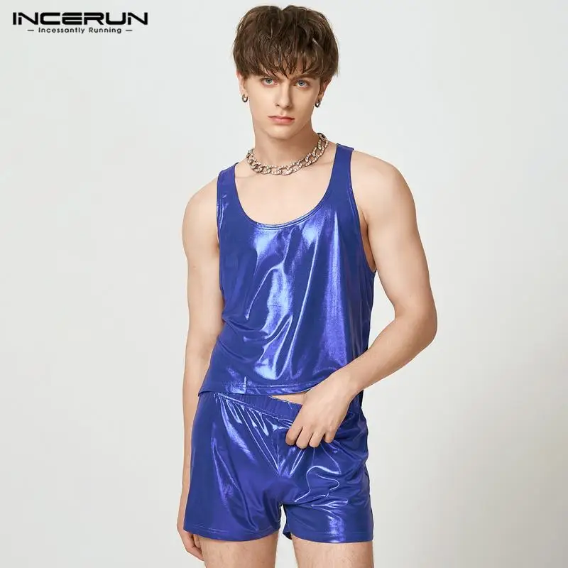 

Fashion Well Fitting Men's Sets Sleeveless Vests INCERUN 2023 Shorts Soft Loungewear Male Loose Comfortable Suit 2 Pieces S-5XL