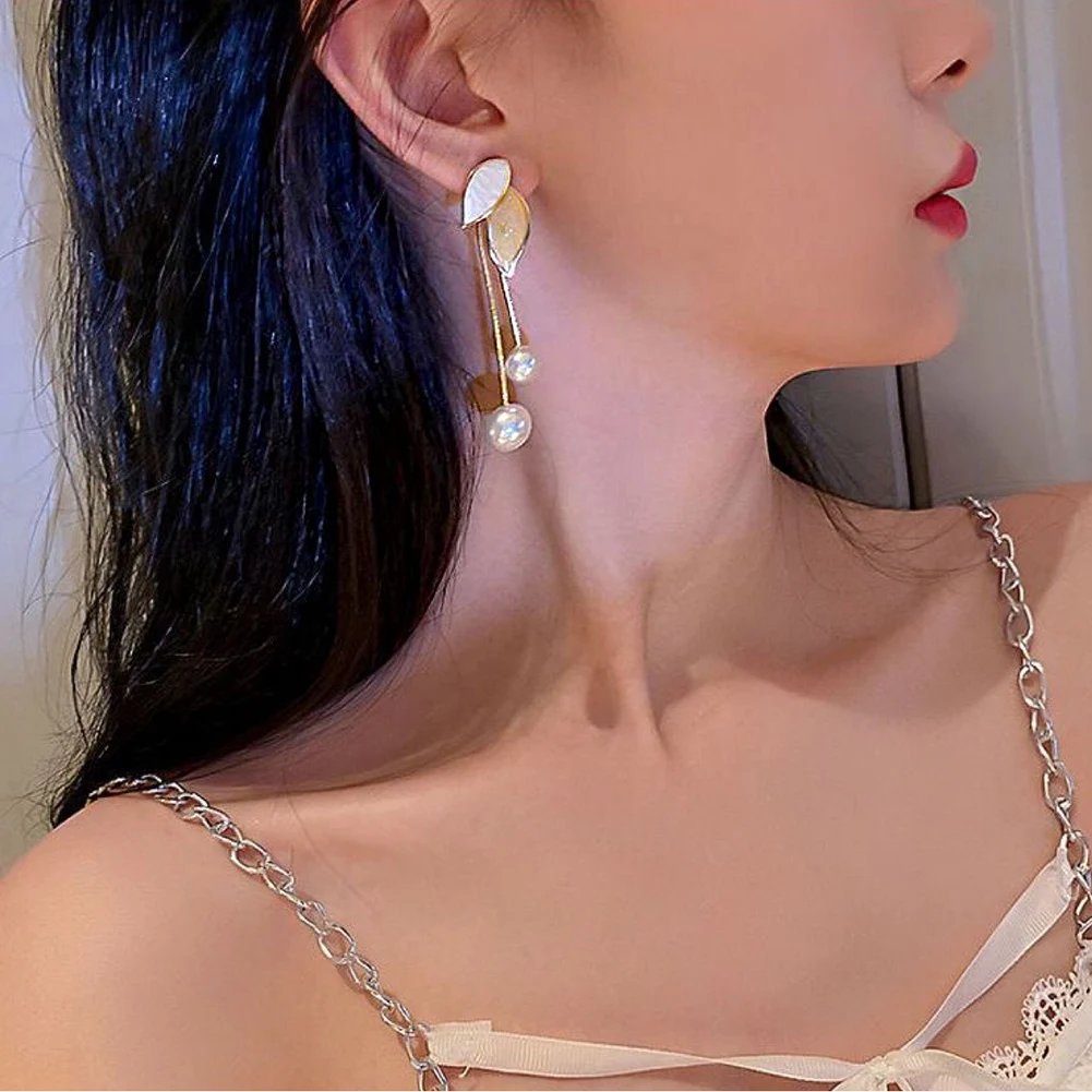 

Earrings For Women Long Fringe Tree Leaves Wholesale Korean Jewelry Stainless Steel Rhinestone Stud Earring