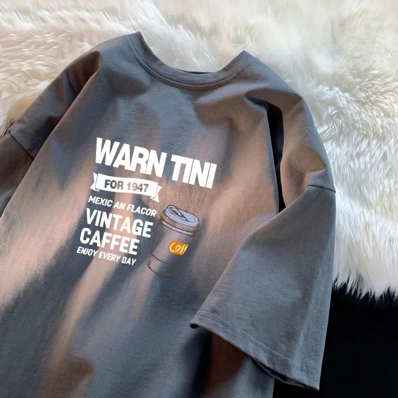 Хлопковый креативный топ в гонконгском стиле для мужчин и женщин с коротким