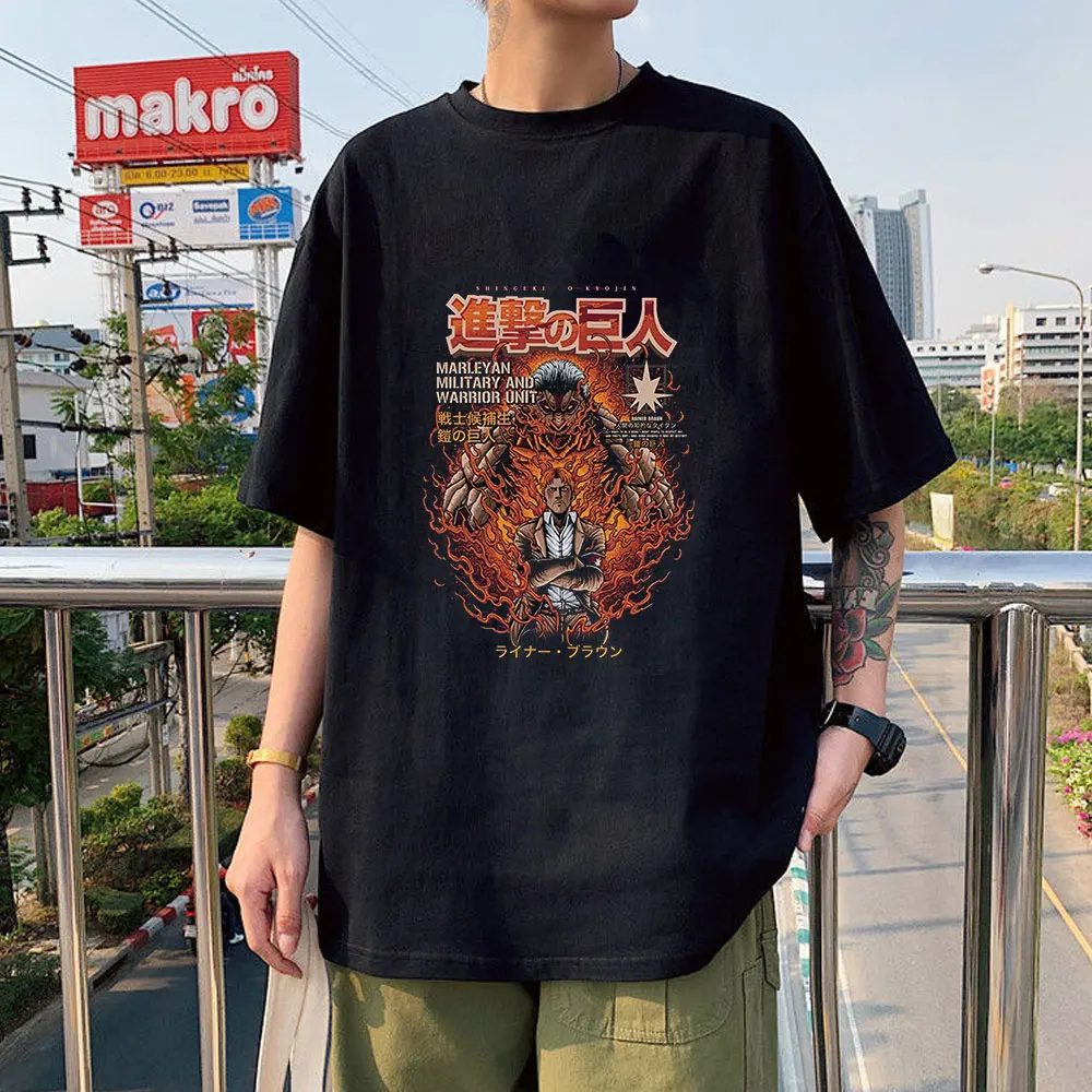 Japanese Anime Attack on Titan Levi·Ackerman Eren Yeage Summer Short-sleeved Thin Cotton Loose Casual Man T-shirt Trend Hip Hop