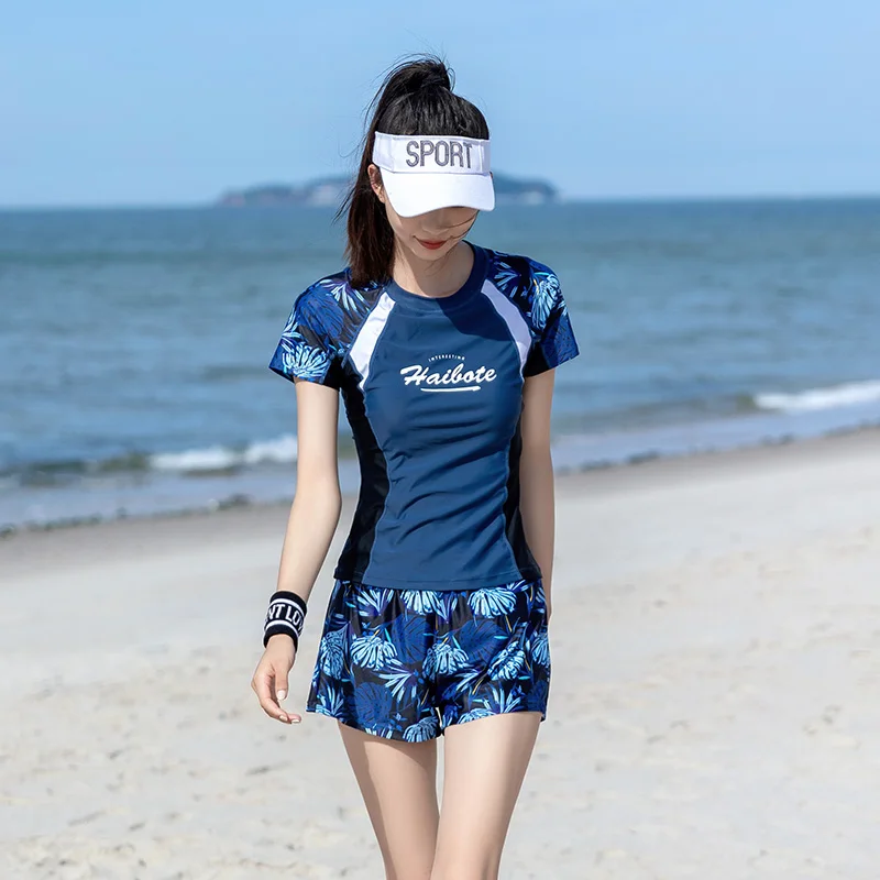 

Новинка 2023, Женский танкини, комплект спортивной пляжной одежды, купальный костюм из двух предметов с принтом, пляжная одежда с короткими рукавами, ограждения для женщин