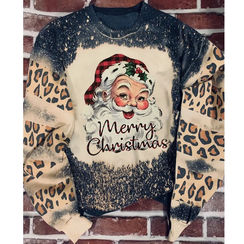 

Новый Рождественский свитер для мужчин и женщин, Толстовка Оверсайз с рисунком Санта Клауса, уличная одежда, топы с длинным рукавом европейского размера 2023