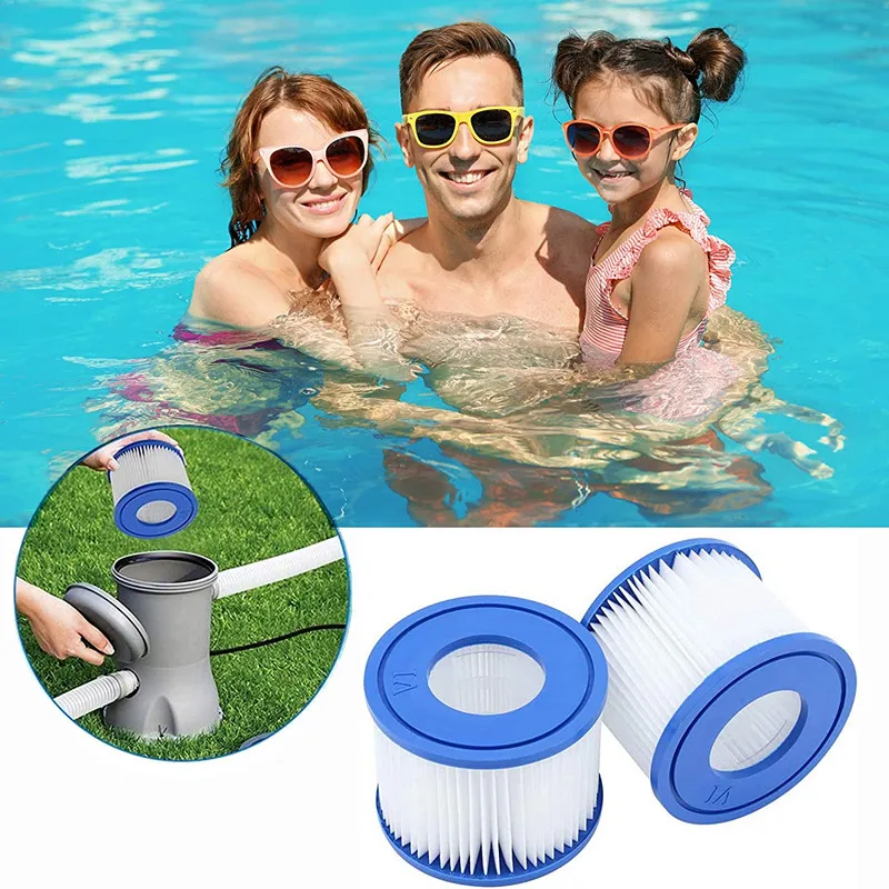 

5 Pcs Swimming Pool Filter Cartridges Pack Washable Filter Easy to Clean for Bestway Spa Filter Pump Cartridge Type
