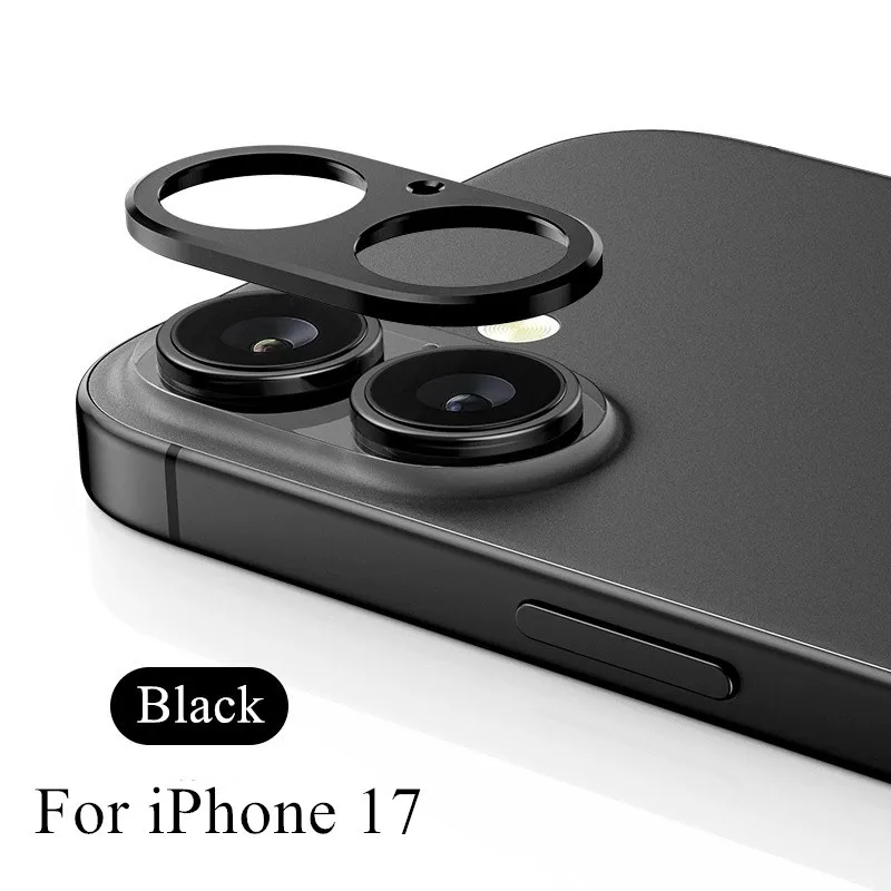 Фото Металлическая наклейка на рамку камеры для iPhone 17, полая защитная пленка из алюминиевого сплава с защитой от осколков объектива камеры №1