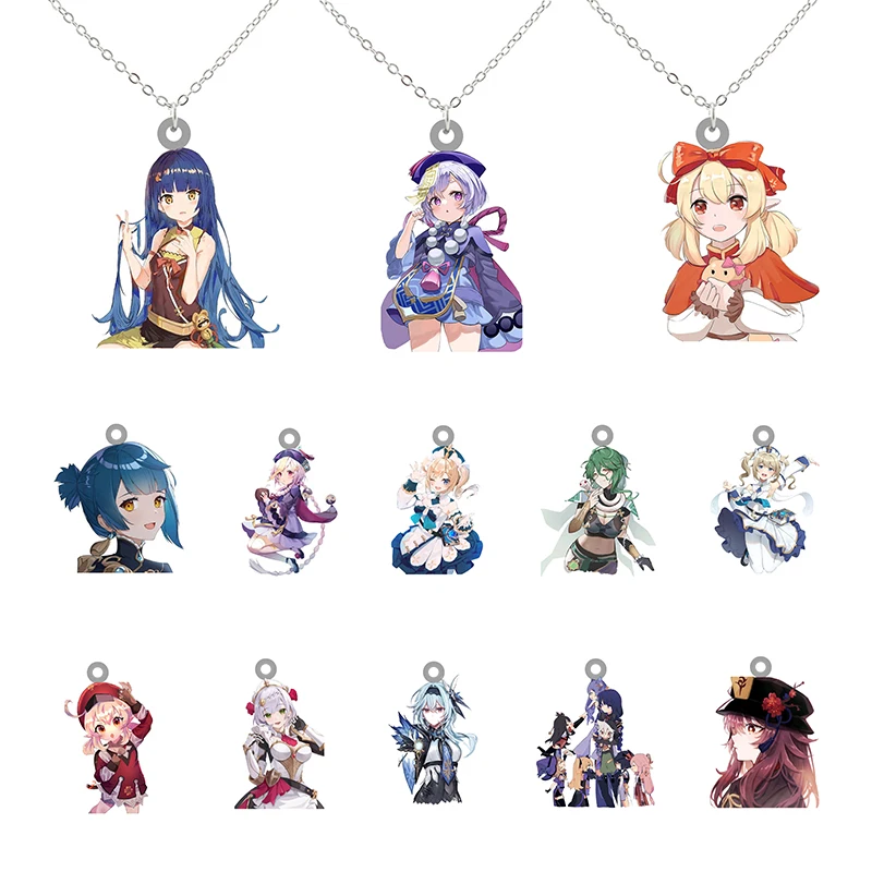 

Cartoon Role Popular Game Genshin Impact Shape Anime Printing Pendant Necklace Epoxy Resin Necklace Jewelry for Teen Gift QYS379
