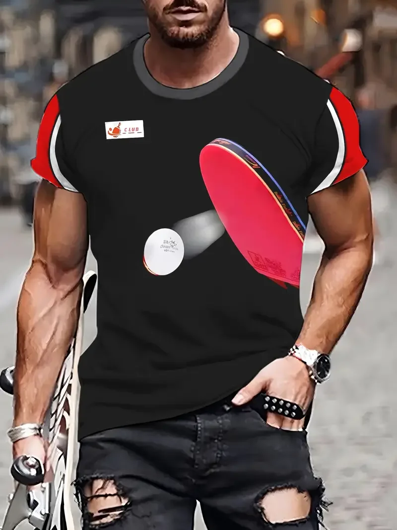 Футболка мужская с 3d-рисунком пинг-понга уличный Повседневный пуловер коротким