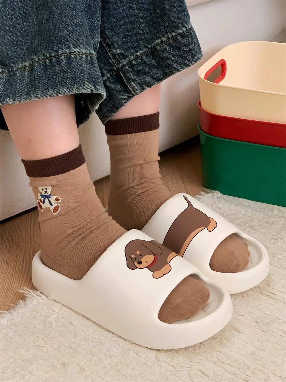 Домашние тапочки женские летние пляжные шлепанцы с собакой сандалии из ЭВА