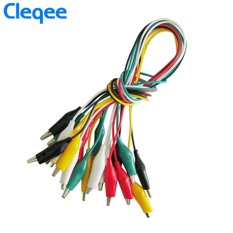 Cleqee P1025 10pcs Alligator Clips Electrical DIY Test Leads Alligator Double-ended Crocodile Clips Roach Clip Test Jumper Wire