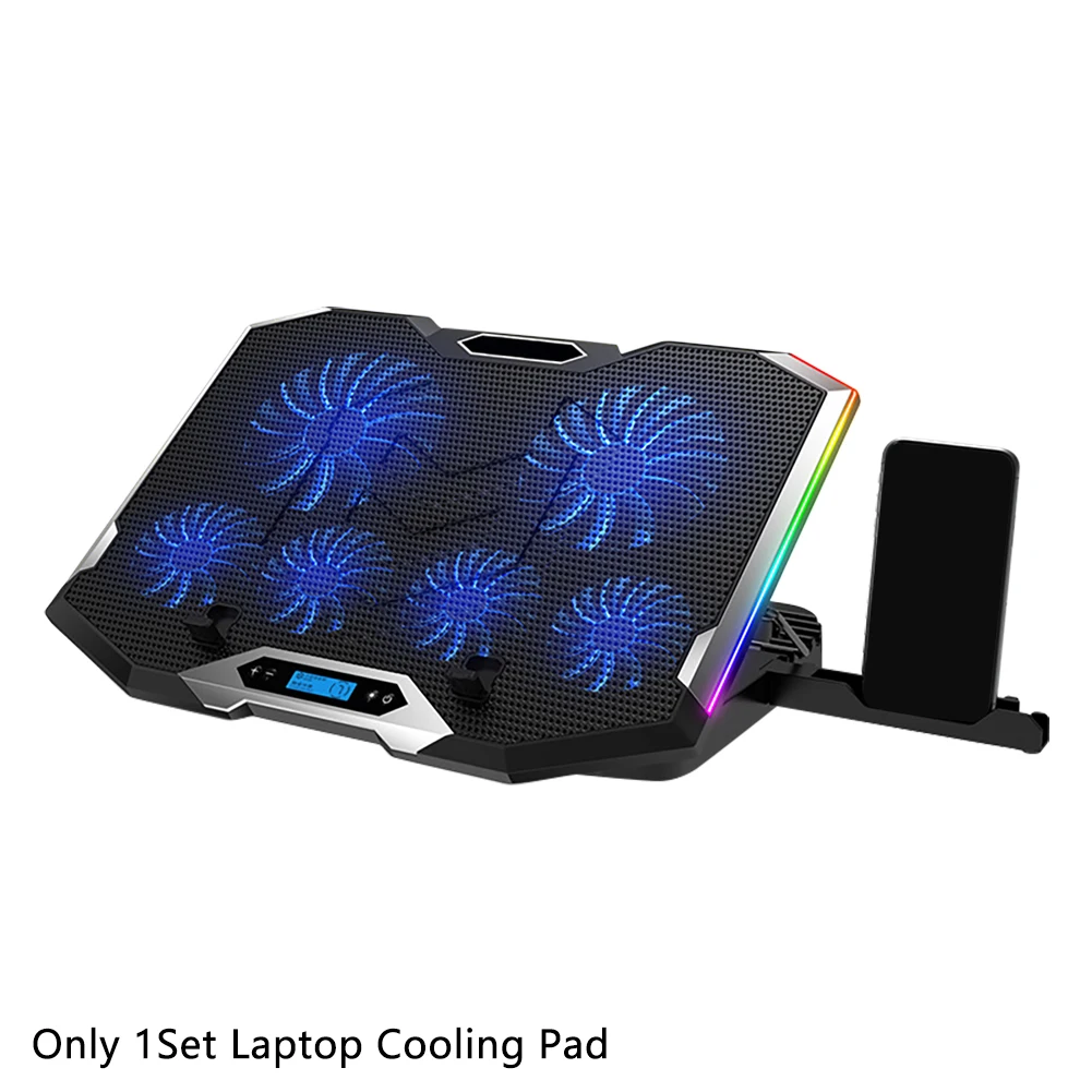 

Laptop Cooling Pad Universal Non Slip Six Fans Gaming RGB Notebook Stand Computer Mute Cooler Cooling Bracket Phone Holder