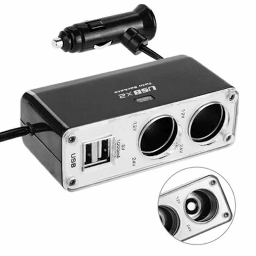 

1PCS Car Cigarette Lighter Power Socket Adapter Dual Plug Pocket Twin Port USB 5A 60W Charger Practical Quality
