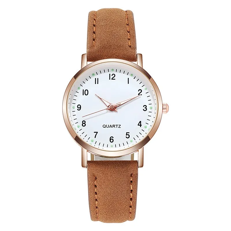 Hot Selling Retro Luminous Minimalist Digital Genuine Leather Casual Fashion Women's Quartz Watch Engagement Holiday Charm Gift