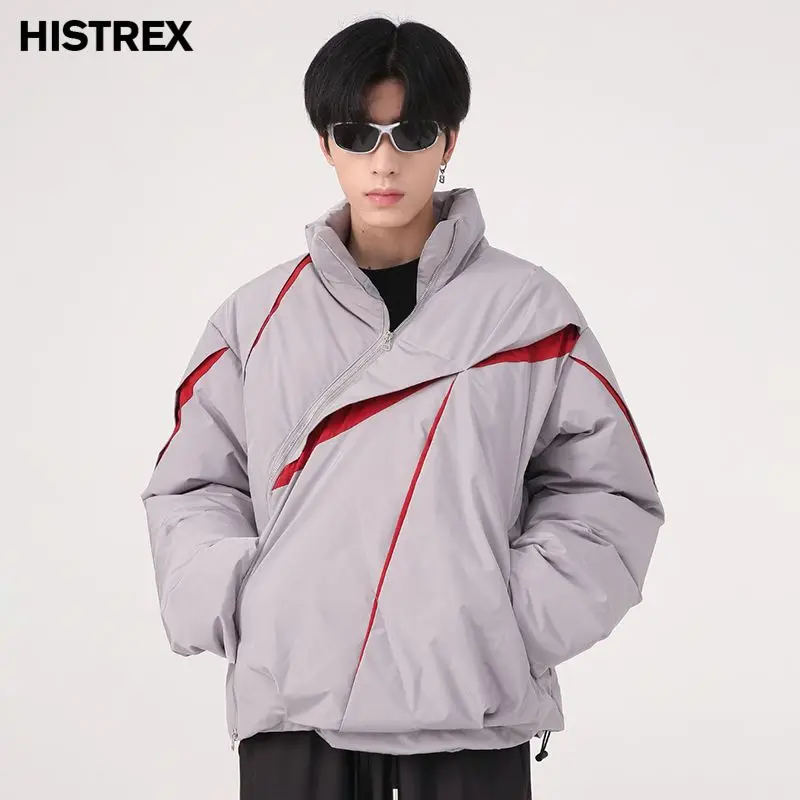 

Мужчины зимние корейские куртки-парки, мода свободные личности плиссированные цвет верхняя одежда, мода дизайнер хлопок куртка контрастные топы