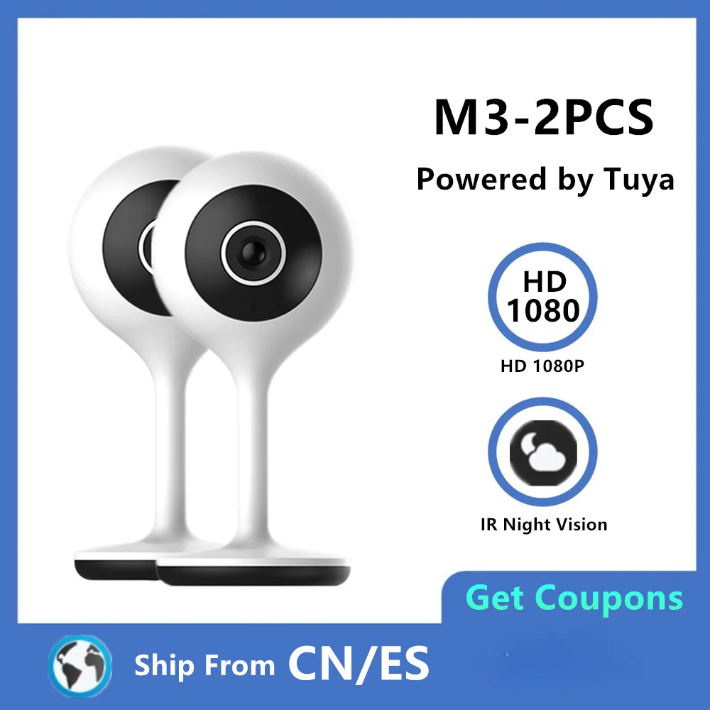 

2PCS Indoor Security Camera Tuya Smart Home Wi-Fi Surveillance Camera Mini Baby Monitor Security Protection Smart Life Genuine