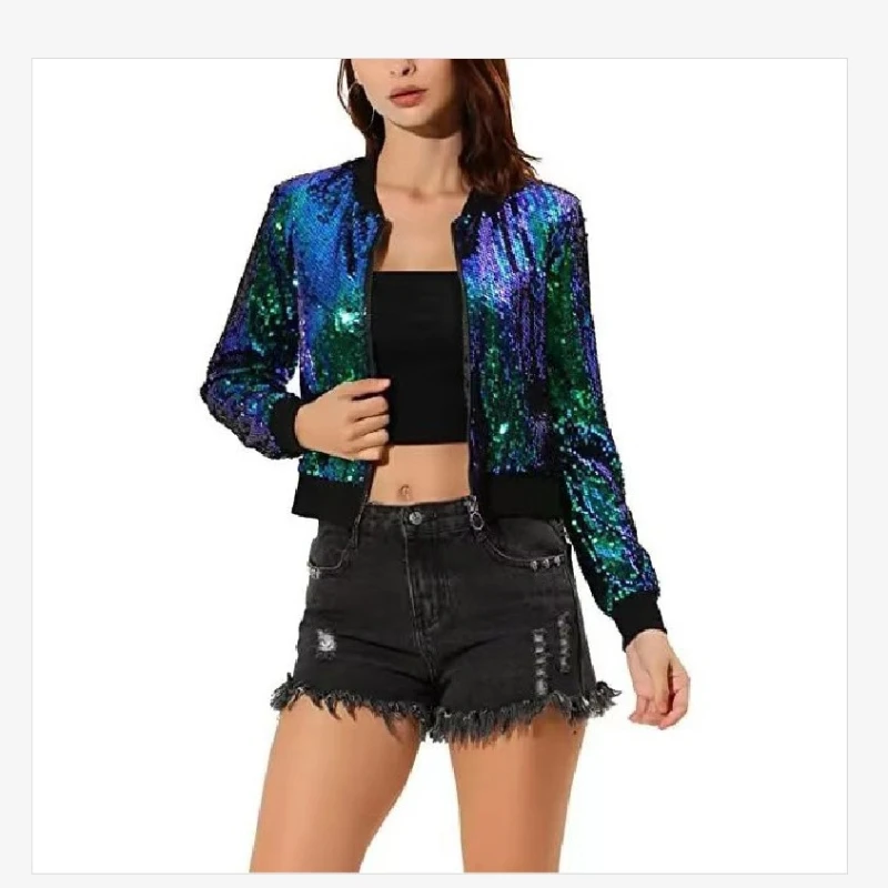 Новинка осени 2024 модный топ с блестками Ослепительная бейсбольная Джерси