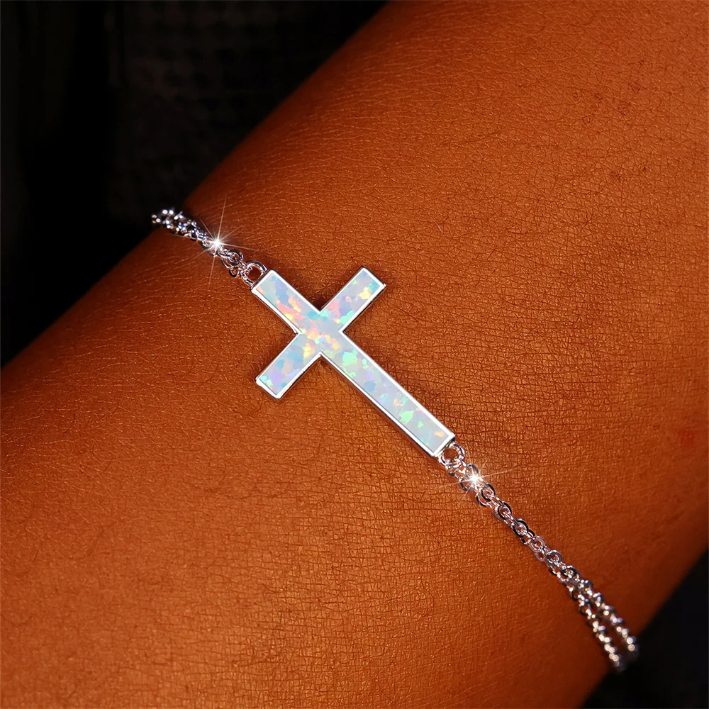 Женские Свадебные Браслеты-подвески С Крестообразным Дизайном Белый Синий Пламя