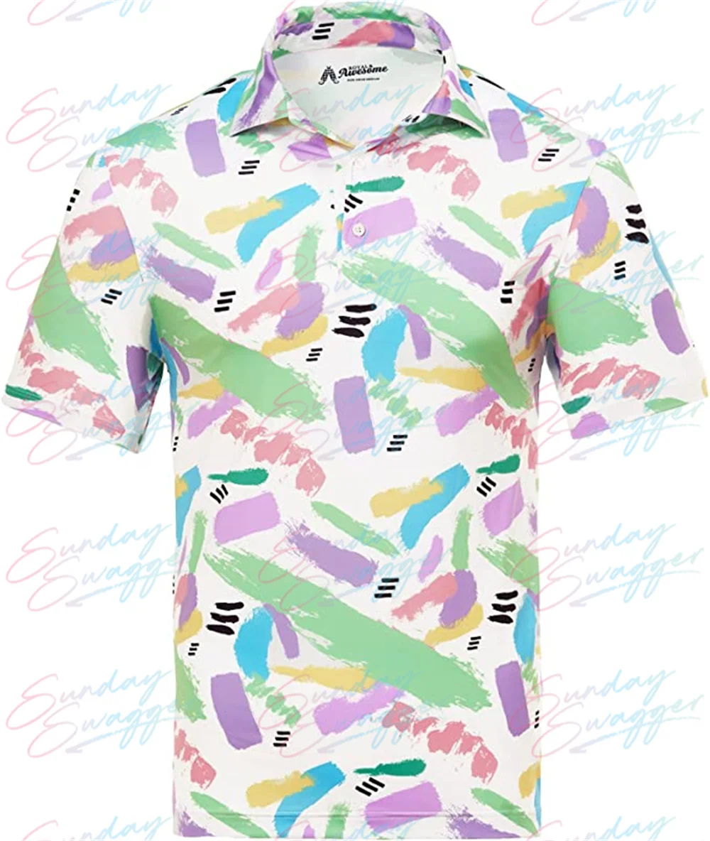 Sunday Swagger Golf Shirt Men's Polo Shirt Quick Dry Performance Short Sleeve Tactical Shirts Pique Jersey Mountaineering Tops