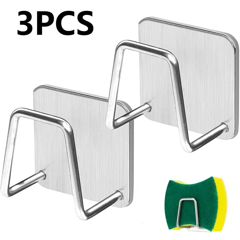 

Kitchen Sponges Holder Self Adhesive Sink Sponges Drain Drying Rack 304 Stainless Steel Storage Holder Kitchen Sink Accessories