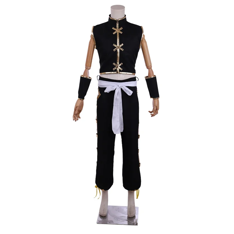 

Костюм с рисунком из аниме «Shaman King Tao Ren», Черный Боевой костюм, топы, брюки, пояс, мужской костюм для Хэллоуина, карнавала, униформы