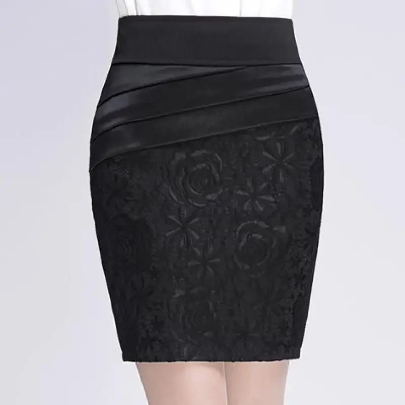 Юбка-карандаш Женская кружевная в стиле пэчворк с завышенной талией облегающая