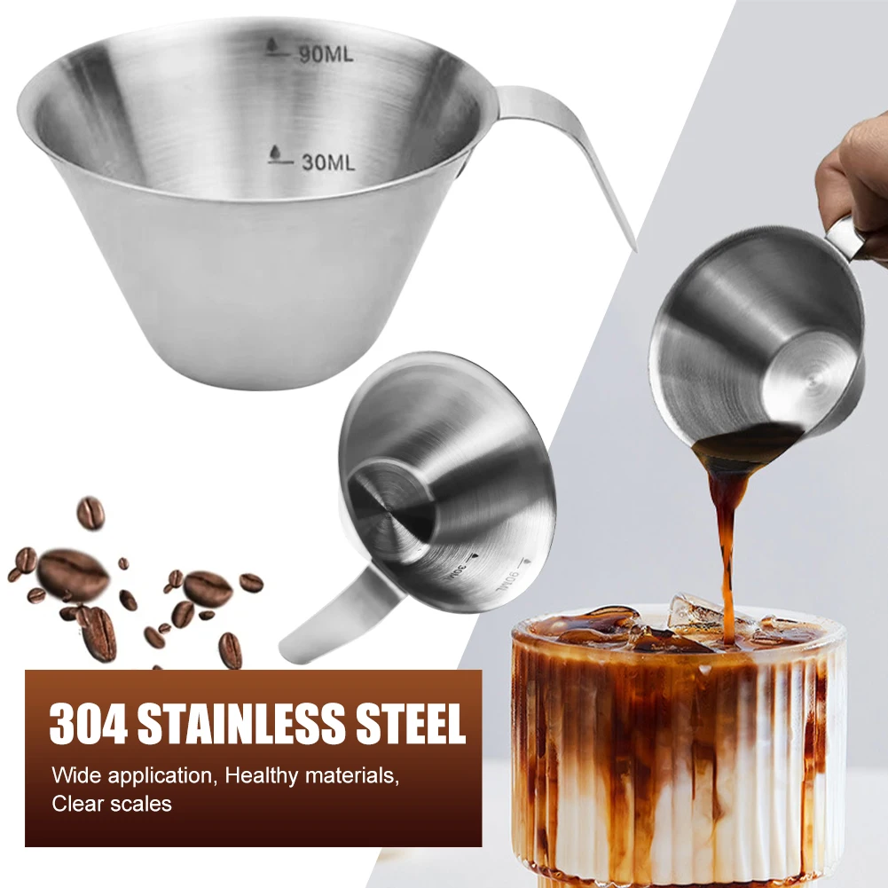 

90ML Stainless Steel Espresso Measuring Cup Milk Frother Pitcher With Inner Scale Coffe Latte Cup Milk Jug For Home Cafe Barista