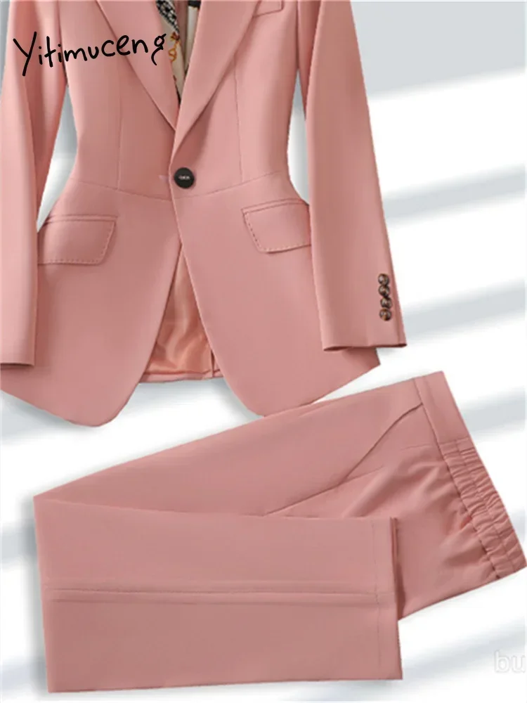 Yitimuceng офисный женский пиджак для женщин 2023 шикарные пальто с отложным воротником