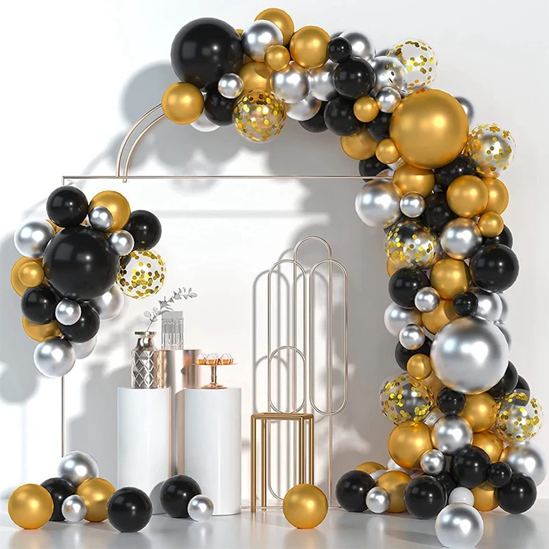 

Balloon Arch Kit, Black Gold Silver Balloon Garland Backdrop Balloons Decorations For Birthday Party Decorations