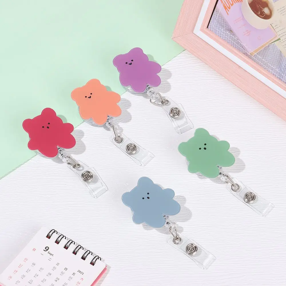 

Alligator Clip Accessories Pull Buckle Doctors Cartoon Bear Badge Reel Candy Color Badge Holder ID Badge Card Clips