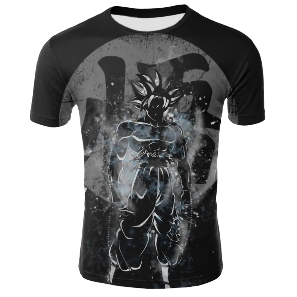 

Summer 3D Japanese Anime T-shirt Male Super Goku Digital Printing O-neck Breathable Short-sleeved Hip-hop Children's Cartoon Top