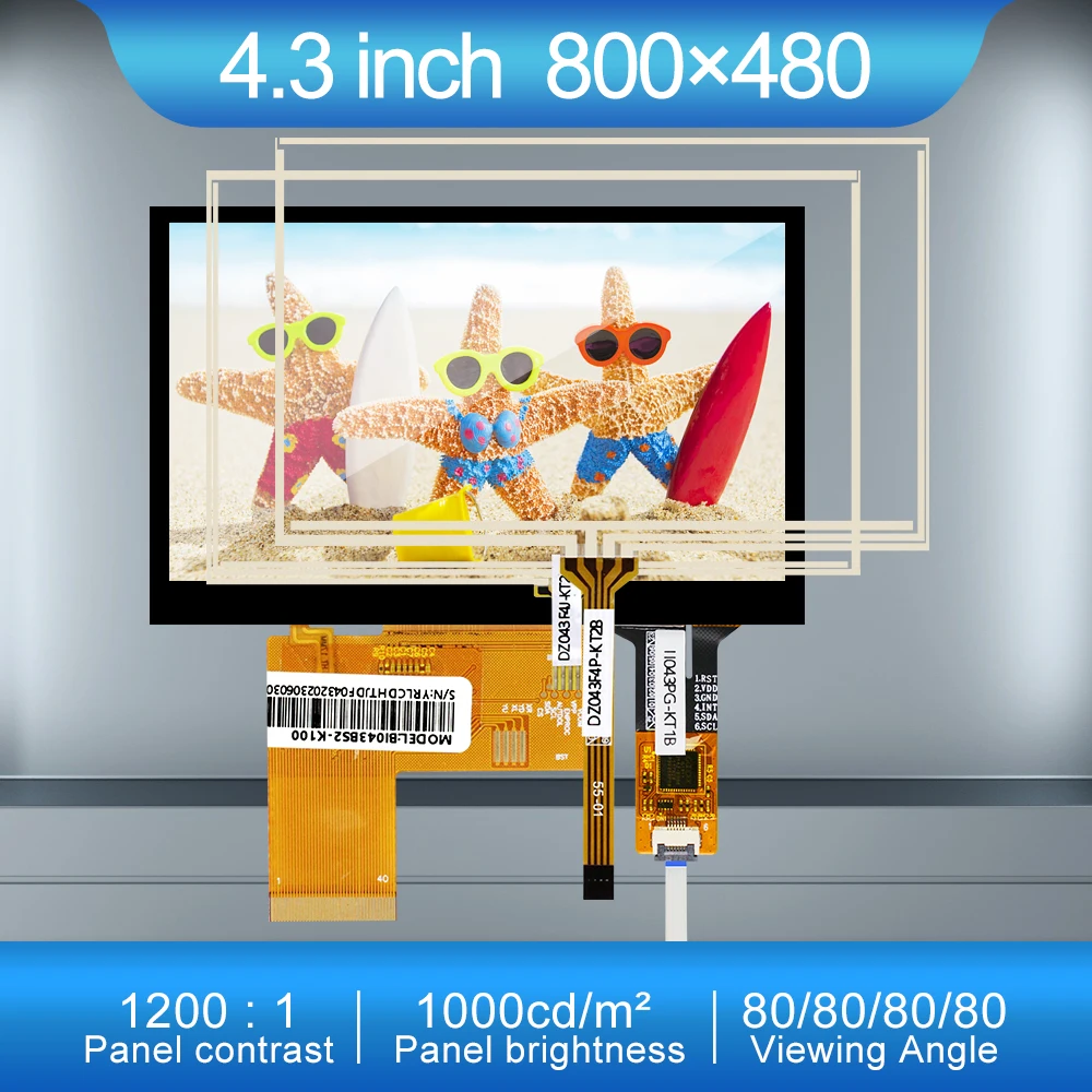 

1000 nite HD яркость 4,3 дюймов 800*480 четырехпроводной Резистивный/емкостный сенсорный экран для игровой консоли