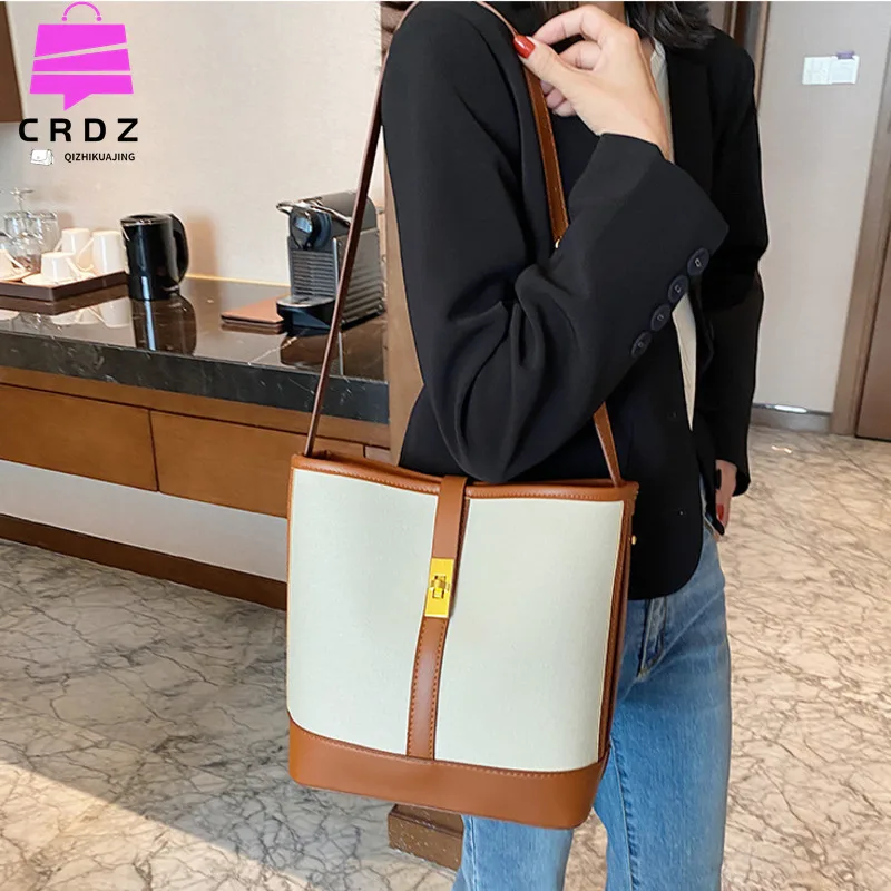 Large Capacity Women Bucket Bag Ladies Messenger Bags Hand Woman 2022 Fashion Purses Canvas Handbags Luxury Shoulder Tote Bag