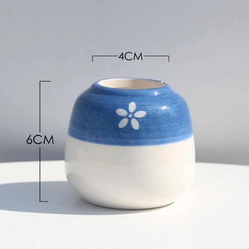 

Керамический голубой цветочный горшок