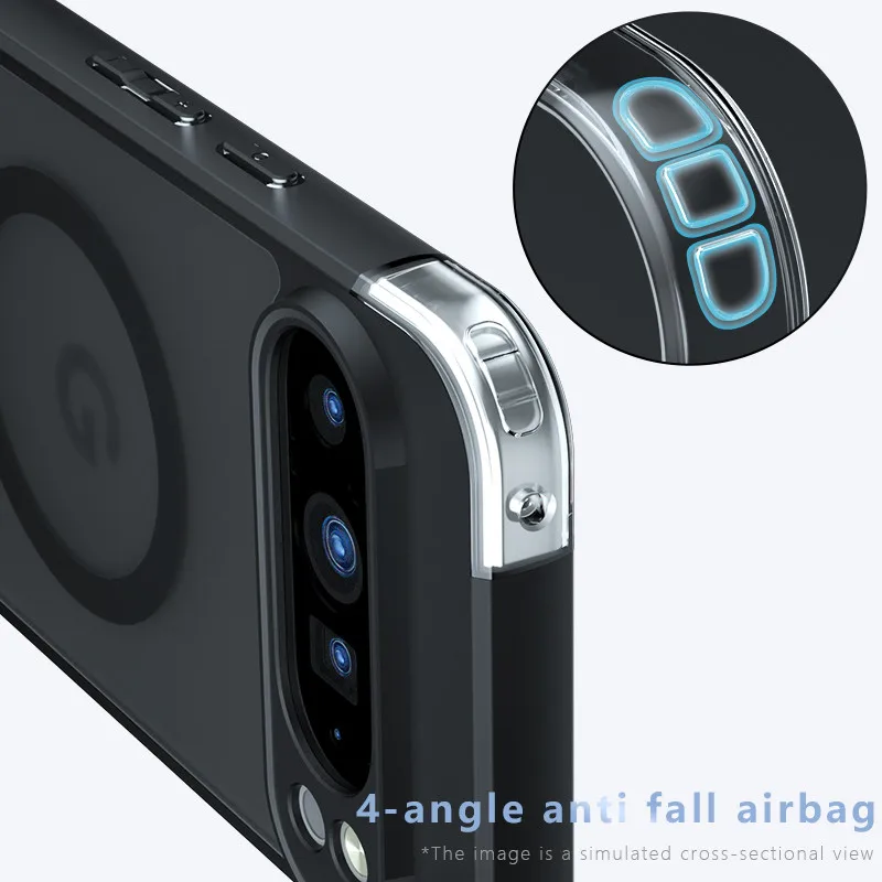 Фото Для Google Pixel 9 Pro XL,Pixel 9 Pro,Pixel 9 Чехол ударопрочный Матовый ПК + ТПУ прозрачный чехол с защитой от отпечатков пальцев №5