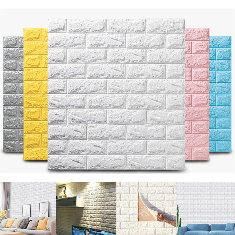 

Self-adhesive Imitation Brick Wallpaper 3D Wall Stickers Thickened Anti-collision Sponge Cartoon Mural Children's Bedroom Decor