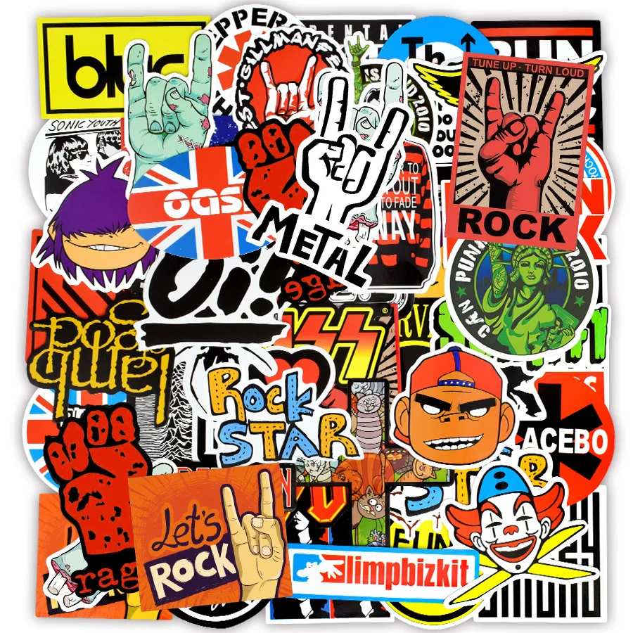 

100 шт. стикеры в стиле ретро рок-группы s музыкальные граффити водостойкие наклейки для «сделай сам» Гитара Бас ноутбук чемодан скейтборд автомобильный двигатель