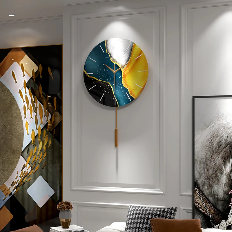 

Nordic Round Pendulum Wall Clock Quiet Round Modern Design Creative Wall Clock Minimalist Decor Art Wandklok Clock Wall HX50NU