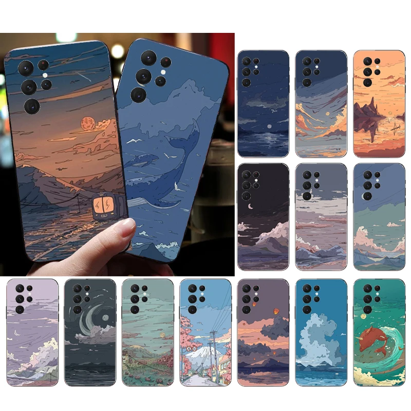 

Scenery Sky Moon Landscape Phone Case for Samsung Galaxy S23 S22 S21 S20 Ultra S20 S22 S21 S10E S20FE Note 10Plus Note20 Ultra